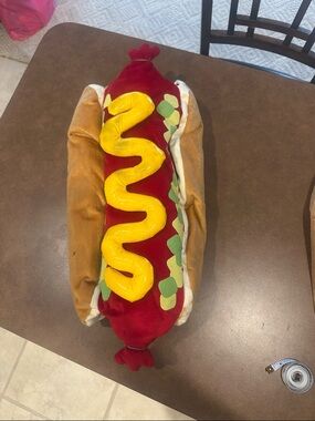 🐶 🌭Plush Hot Dog Dog Costume - appx 14-16” long, 9” adjustable width